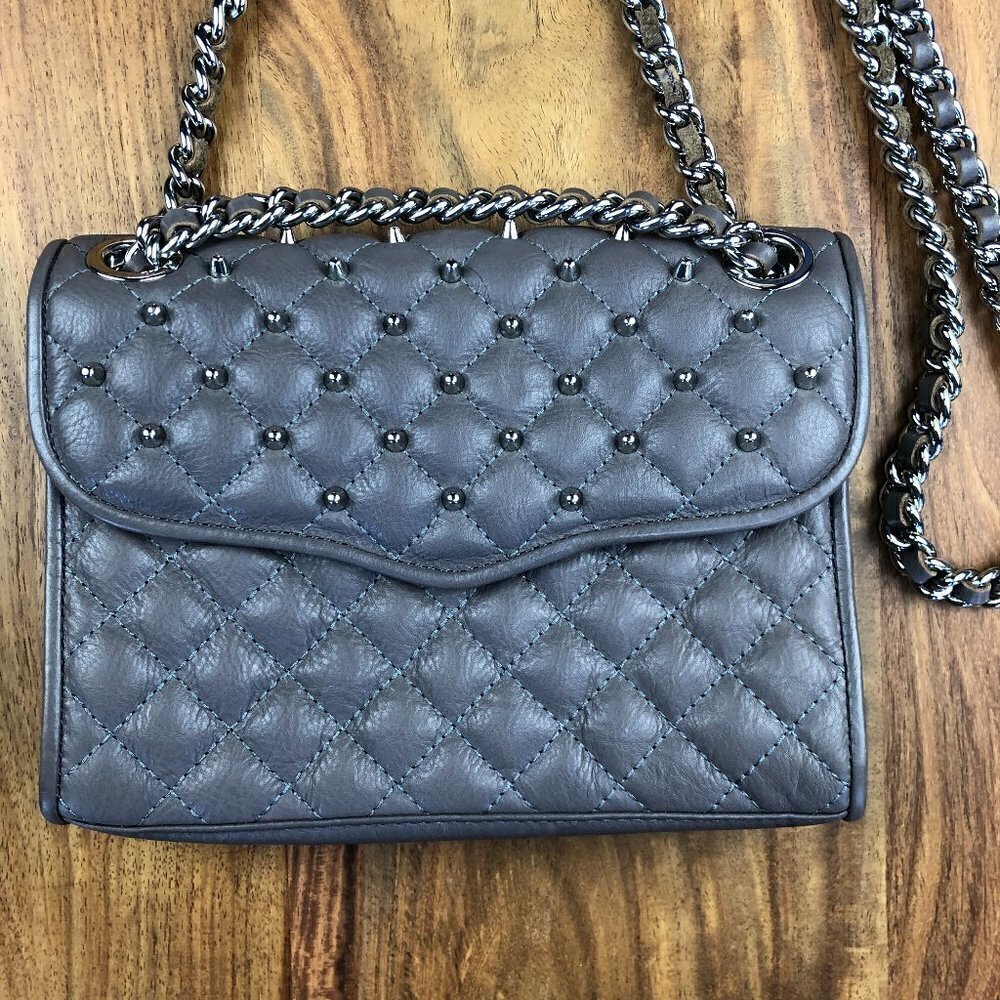 Rebecca Minkoff “Affair” Quilted Studded Grey Bag - Picture 3 of 12